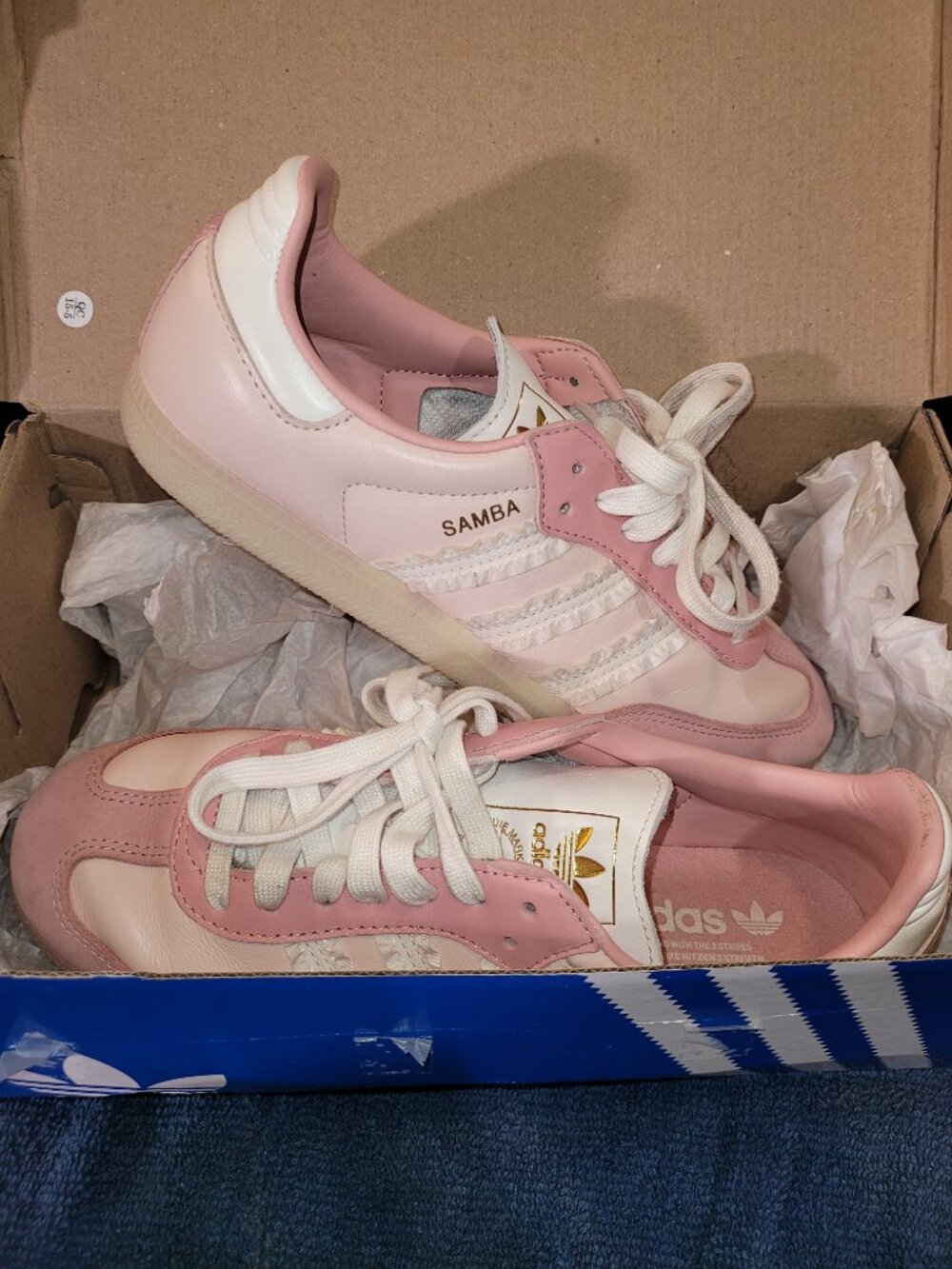 Adidas samba Women's Size 8.5 OG Pink White Ruffles Gum Sneakers JR8830 (#2556)
